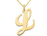10K Yellow Gold Fancy Script Initial -L- Pendant Necklace Charm with Chain